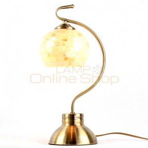  Tiffany Desk Lamp hand made Shell Lampshade Mediterranean Style Bedside Lamp romantic and warm white 3W E27 led bulb
