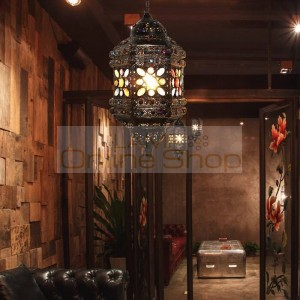 Bohemia metal Pendant Lamp Bar lantern light Bedroom Hallway Restaurant Southeast Asia Coffee Lighting Color LED Pendant Lights