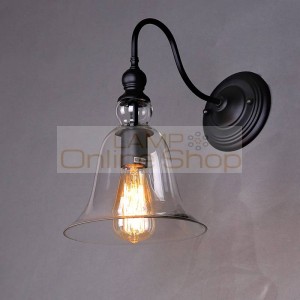 Cafe Antique wrought iron wall lamps for dining room clear porch light industrial wall sconce glass shade walkway wall fixtures