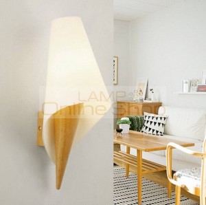  Style Bedside Bedroom Living Room Solid Wood Wall Lamp Simple Modern Aisle Wooden Wall Light 
