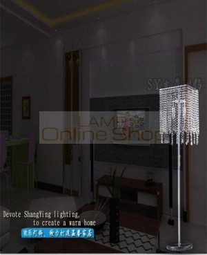 Chrome Led canfloor Lamp for wedding living room Bedroom Clear crystal Floor Lighting Lambader e14 large reading light fixtures