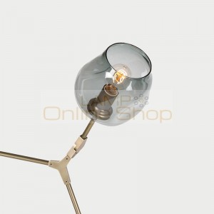 Colorful Post modern Chandelier Light 6 head Nordic Art Decoration DNA edison 6W E27 led lamp Glass lampshade gold body