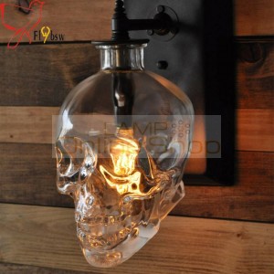 Creative loft Human Skull bones wall lamp,E14 Skull Ghost clear Glass wall sconces for Bar restaurant deco wall light fixture