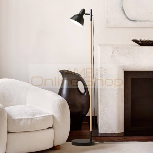 Creative wood floor lamp Japanense style stand lamp for living room bedroom black white art home decoration lighting