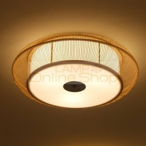 Dia 46/56cm Bamboo Knitted Ceiling Light,Japanese Asia Style Indoor Home Lighting fixture for Bedroom Dining room Living Room