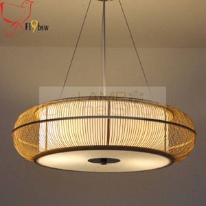 Dia 46/56cm style restaurant living room pendant lamp Japan style Hand knitting bamboo indoor lighting suspension light