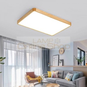 Dimmer led ceiling light with Ultra-thin 6cm wood mission lighting for living room bedroom flush mount home Decorative Lampshade