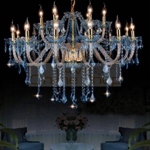dressing room Blue crystal chandelier for Foyer light French Restaurant luxury Chandelier E14 led home hang lighting candelabro