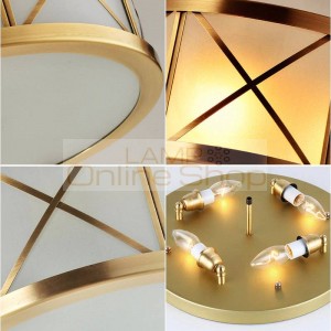 Europe Real brass body Ceiling lights Nordic glass lampshade led lamp for home Store Luxury foyer decoration Lighting fixture