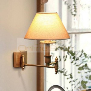 European Loft E27 LED Wall Light Fixture American Country Bedside Balcony Living Room Bronze Color Decor Hanging Lamp
