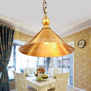 European Restaurant Copper LED Pendant Light for Living Room Bedroom American Vintage Balcony Study Decorate Indoor Lighting
