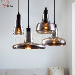 European shadow glass pendant lamps 4 styles gray color glass lampshade modern hanging lamp for cafe restaurant bar deco light