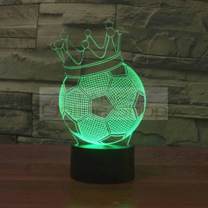 Football Crown 3D LED Night Lights creative 7 colors Changing holiday deco USB illusion Lamp Acrylic children bedside lamp
