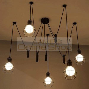Foyer Industrial Lifting pulley pendant lamps Black long leg spider lights for dining room Cafe light Bar Lustres E Pendentes