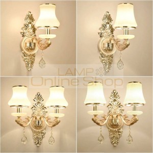 French 1-2 pcs Art deco Artificial marble Wall Lamp hallway Crystal Wall lighting Hall Corridor Aisle Tv Background Wall sconce