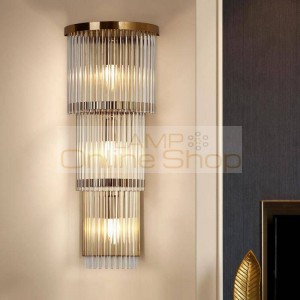 French large villa Hotel hall wall Light for Living Room Home Tall glass shade Wall Lamp fixture E14 led glass rod wall sconce