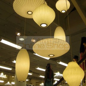 George Nelson Bubble Saucer Lamp White Silk cloth pendant light Dining room Clothing Shop cloth Restaurant Pendant hanging Lamp