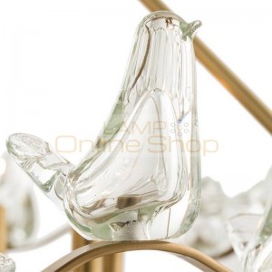 Glass bird Pendant Lamp Luxury gold metal Art 6 head E14 hanging Light Living Room Parrot droplight free express