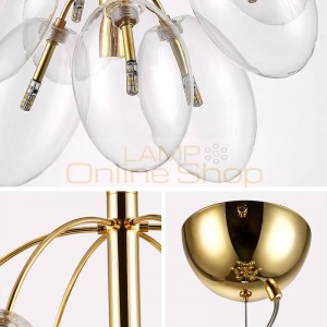 Glass bubble E27 Led Pendant light grape Lamparas Fixtures Post Modern Minimalism Lustre Kung 18 head hanging Lighting G4 bulb