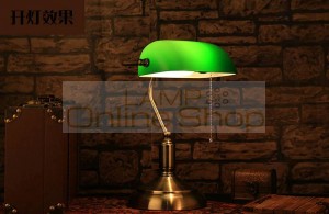 Glass Green cover study work light for school class room glass lampshade Table decorative study reading light E27*1 LED Abajur