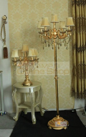 Gold antique floor lamp bedroom gold vintage crystal floor light with lampshade contemporary floor lights weddinhg candlestick