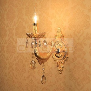 Hallway Gold fish wall fixtures wall mount candle lights with light shade mirror lighting LED wall Sconce bedroom walkway light