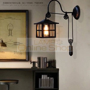 Hallway pulley Wall lamp Kitchen lighting vintage corridor bedroom bedside wall sconce mirror E27 wall fixtures porch lighting