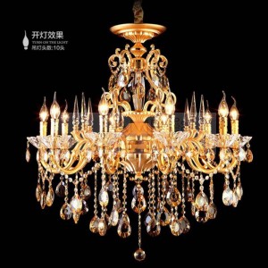 Home E14*10 Gold led candle chandelier Contemporary crystal chandeliers for kitchen Club Bar light Antique Restaurant Lampadari