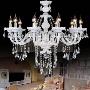 Home white glass chandelier crystal lighting 110-240V E14 modern led candle chandeliers for living room Restaurant Salon lampada