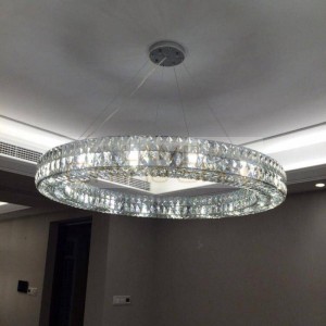 Hotel hall led ring light Round crystal chandelier for Living Room Led suspension Luminaire Dining Room Round chandelier sconce