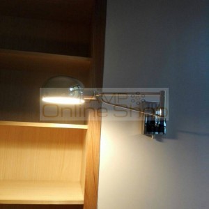 Hotel room Silver iron wall lamp 1/2 arms adjustable Wall Sconce Wall-Mounted Bedside indoor wall Lights chrome Reading lights