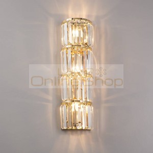 Hotel Room Stainless Steel Wall Light Foyer Indoor Crystal wall sconce for Living Room Restaurant Gold crystal Bar Wall Lighting