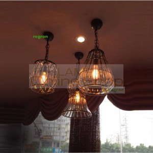 industrial Iron wire Pendant Light for Model Room Handmade Glass LED Lamp antique Restaurant Exhibition Hall Club hanging Lamps