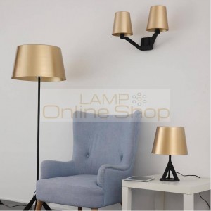 Industrial Loft Tom Dixon Base Wall Lamp 2 arms heads Gold wall sconces bedroom bedside black base gold shade wall mounted light