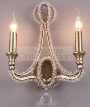 Italy 2-arm Vintage silver wall lamps Led Arandela Restaurant crystal pearls decoration wall sconce bedroom Bedside Light