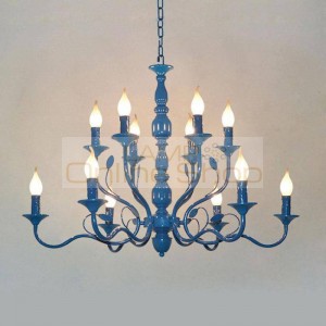Italy blue iron pendant lamp for Bar Cafe light Ding room suspension led candle Lamp for Foyer Entrance Bedroom Wedding fixture