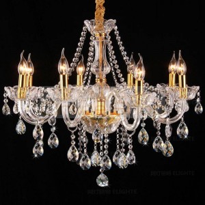 Italy style clear glass arm chandelier 8/10 pcs LED gold candle chandeliers bedroom hanging lamps vintage droplight kids lights