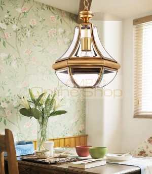 Kitchen Copper Frosted glass hanging light E27 pendant light for Dining room glass shade vintage suspension lamps led Lamparas