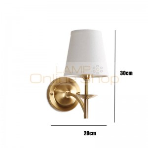 Kung American style Kung copper Wall Lamp E14 3W led lamp brass wall lamp Fashion bedroom living room Warm Decorate Light