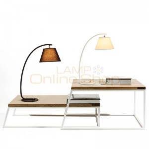 Kung Simple modern style desk lamp Nordic creative table light black white body fabric lampshade E27 lamp 3W white 