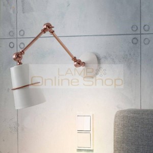 Lampadas de techo Nordic Modern Bedroom Bedside LED Wall Lamp Industrial Swing Arm Iron Art Porch Wall Light Fixtures