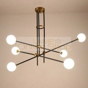 Lampara Nordic American Minimalist Adjustable Iron Glass Ball Chandelier Lighting for Living Room Bedroom Decor LED Hanging Lamp