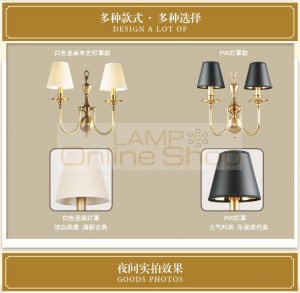 Large 2 heads Living Room Wall Lamp sconce for Restaurant Makeup Lamp Bedroom Bedside PVC cover Copper Wall candle lights