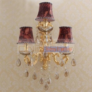 large Gold led candle wall lamps for Hotel hallway kitchen led sconce modern crystal wall sconce with lampshade mirror lights