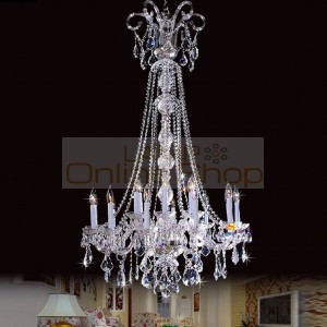 LED Hotel chandelier lighting 2M long crystal chandeliers for dining room E14 stair luxury foyer crystal hanging Light lamparas