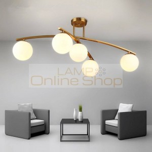LED Post-modern Simple Nordic Living Room E14 Light Restaurant Lamps Bedroom Ceiling Lighting Iron Crafts Glass Ceiling Lights