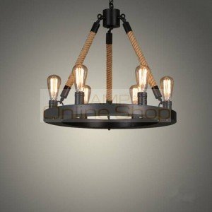 LED Industrial Lamp Loft American Village Hemp Rope Lamp for Restaurant Bedroom Living Room Home Deoc Chandelier Lighting