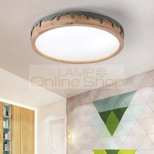 LED Round Ceiling Lights For Bedroom Dining Living Room Nordic Style Ceiling Mounted Lamp Wooden Kitchen Lighting Fixture