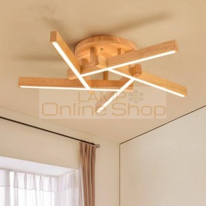 Living room hanglamp led solid wood ceiling lamp Nordic modern warm art geometric bedroom study hanging light fixtures