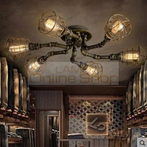 Loft American Style Ceiling Lamp Living Room Bedroom Study Creativity Cafe Wind Vintage Bar ceiling light iron waterpipes Lamps